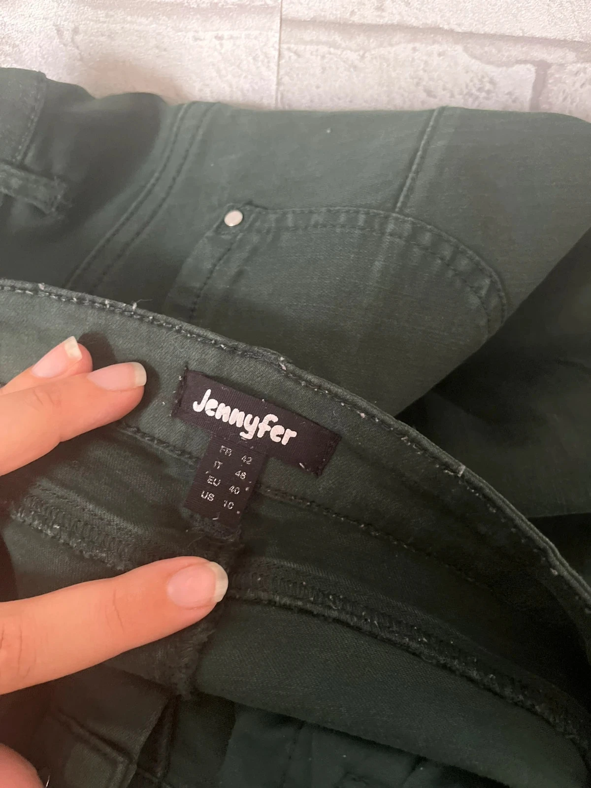 Slim dark green pants – Size 42 – Jennyfer – photo 3